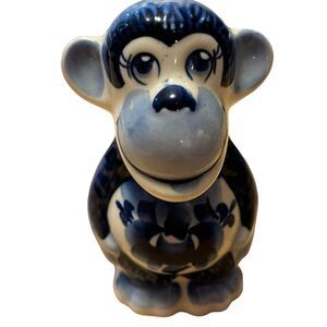 Vintage Russian Gzhel Monkey Figurine Сhinese Horoscope Porcelain MONKEY #0128